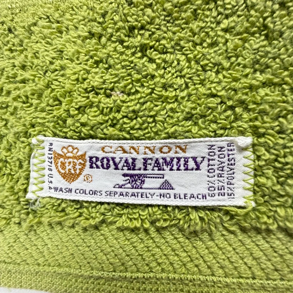 Vintage Cannon Royal Family Hand Towel Avocado Green MCM Cotton